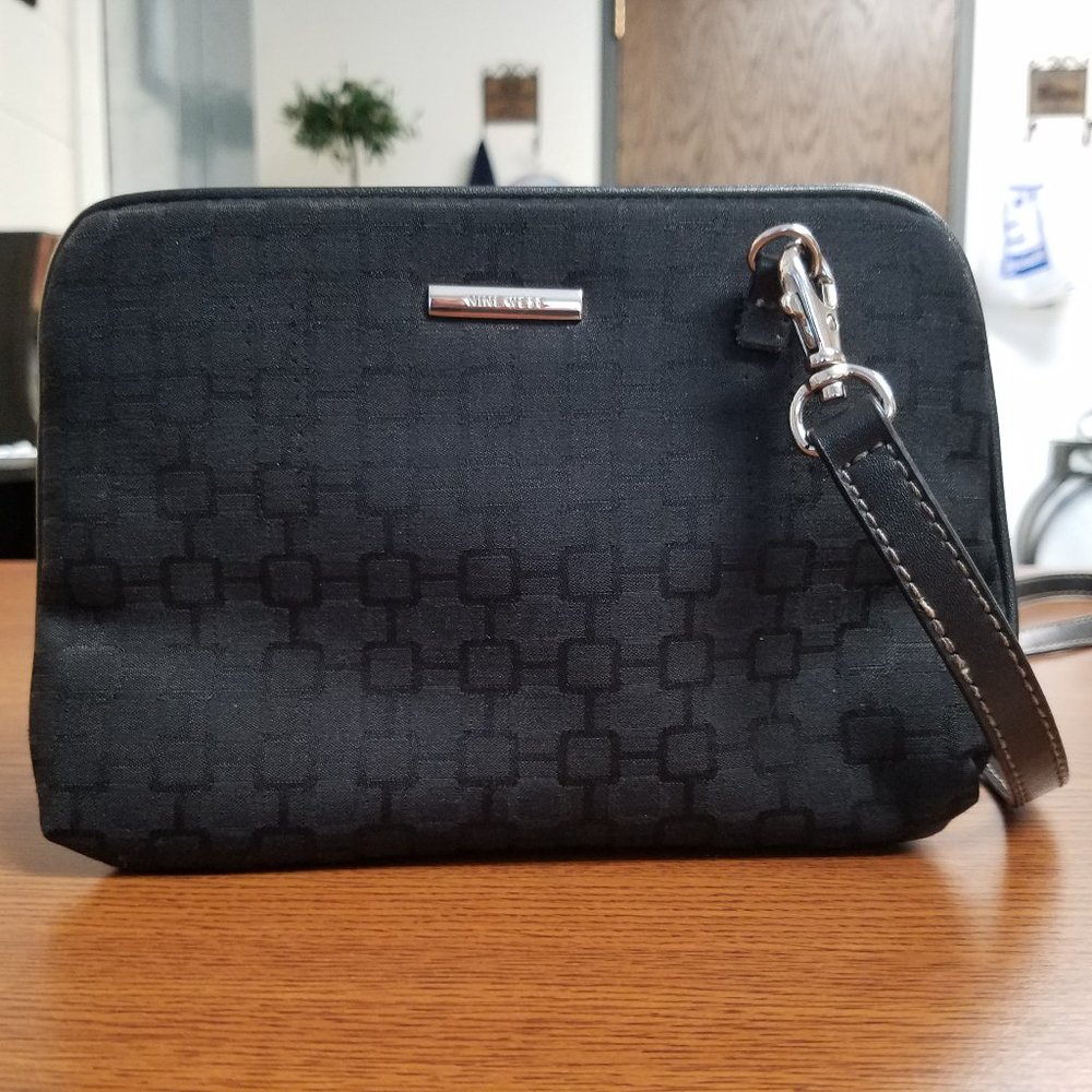 Nine West Black Jacquard Crossbody Organizer Bag